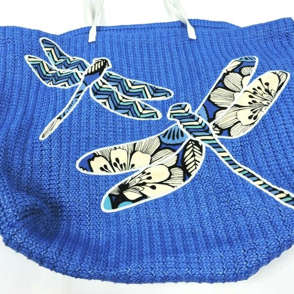 Vera Bradley Blue Bayou Dragonfly Tote Bag Woven - Picture 8 of 8